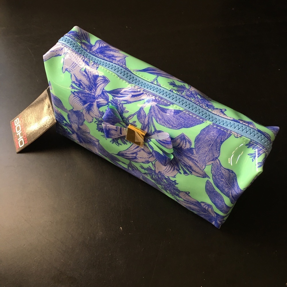 SOHO Beauty* Mint+Blue Floral Cosmetic Bag 1d